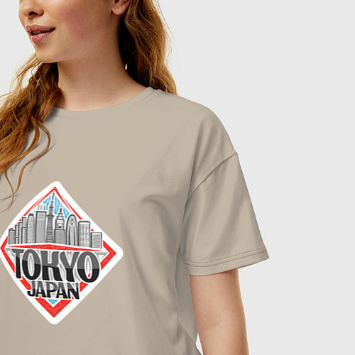 Женская футболка оверсайз My Tokyo / Миндальный – фото 3
