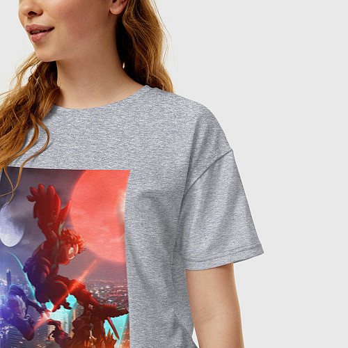 Женская футболка оверсайз Моя геройская академия Кацуки Бакуго Идзуку Мидори / Меланж – фото 3