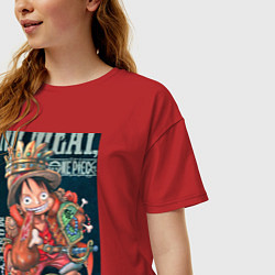 Футболка оверсайз женская Ван-Пис Луффи Монки Д мясо, цвет: красный — фото 2