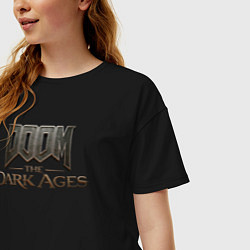 Футболка оверсайз женская Doom the dark ages logo, цвет: черный — фото 2