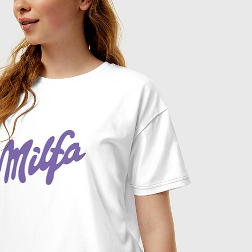 Женская футболка оверсайз Milfa в стиле milka / Белый – фото 3