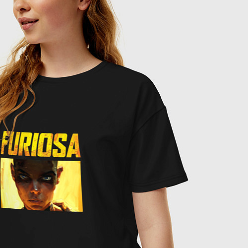 Женская футболка оверсайз Фуриоса - Хроники Безумного Макса / Черный – фото 3