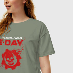 Футболка оверсайз женская Gears of war e-day logo, цвет: авокадо — фото 2