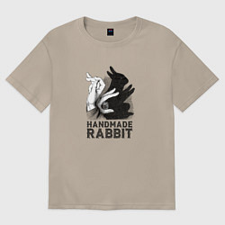 Футболка оверсайз женская Кролик ручной работы, цвет: миндальный