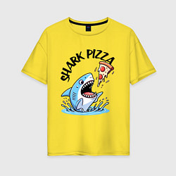 Футболка оверсайз женская Shark pizza - ai art fantasy, цвет: желтый