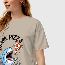 Футболка оверсайз женская Shark pizza - ai art fantasy, цвет: миндальный — фото 2