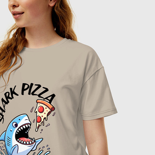 Женская футболка оверсайз Shark pizza - ai art fantasy / Миндальный – фото 3