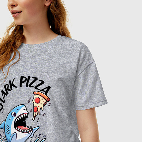 Женская футболка оверсайз Shark pizza - ai art fantasy / Меланж – фото 3