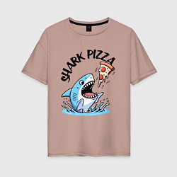 Футболка оверсайз женская Shark pizza - ai art fantasy, цвет: пыльно-розовый