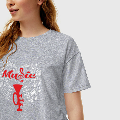 Женская футболка оверсайз Music jazz style / Меланж – фото 3