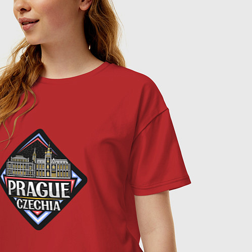 Женская футболка оверсайз Чехия - Прага / Красный – фото 3