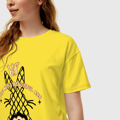Женская футболка оверсайз Кролик - самая красивая попа / Желтый – фото 3