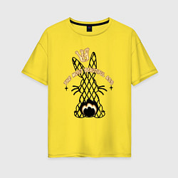 Футболка оверсайз женская Кролик - самая красивая попа, цвет: желтый