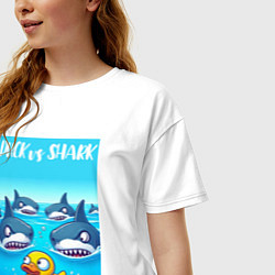 Футболка оверсайз женская Duck vs shark - ai art fantasy, цвет: белый — фото 2