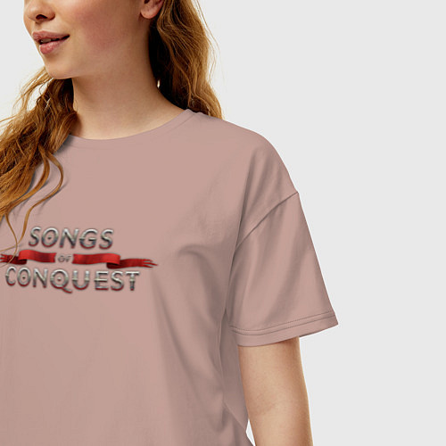 Женская футболка оверсайз Songs of conquest logo / Пыльно-розовый – фото 3