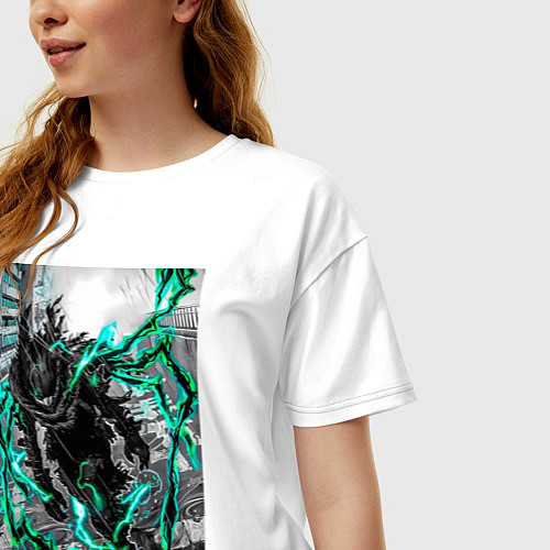 Женская футболка оверсайз Моя геройская академия Идзуку Мидория причуда / Белый – фото 3