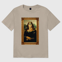 Женская футболка оверсайз Шварценеггер в образе мона лизы