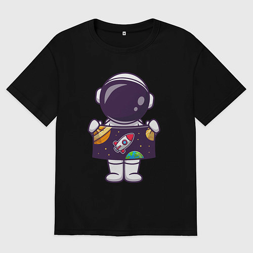Женская футболка оверсайз Космонавтик и космос / Черный – фото 1