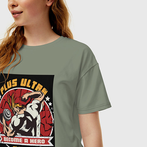 Женская футболка оверсайз Моя геройская академия Всемогущий зал / Авокадо – фото 3