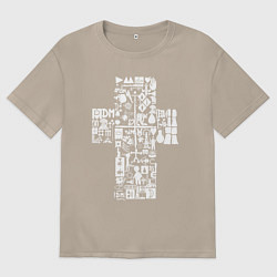 Футболка оверсайз женская Depeche mode - logo, symbolism, цвет: миндальный