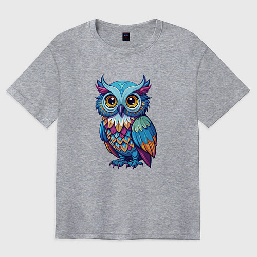 Женская футболка оверсайз Яркая разноцветная сова / Меланж – фото 1