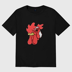 Футболка оверсайз женская Хотлайн Майами - маска петуха, цвет: черный