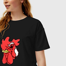 Футболка оверсайз женская Хотлайн Майами - маска петуха, цвет: черный — фото 2