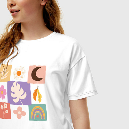 Женская футболка оверсайз Бохо орнамент / Белый – фото 3