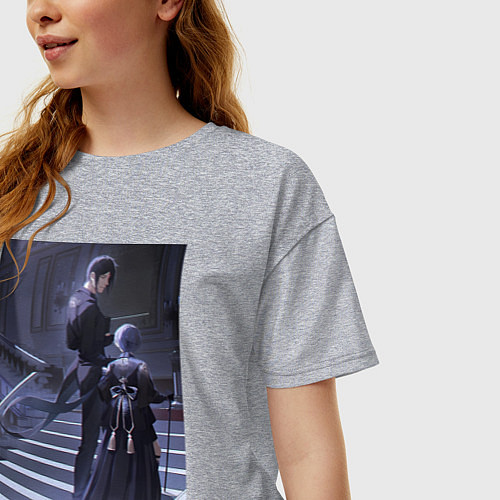 Женская футболка оверсайз Тёмный дворецкий Себастьян Михаэлис телохранитель / Меланж – фото 3