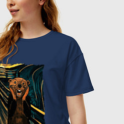 Футболка оверсайз женская Бобер курва крик, цвет: тёмно-синий — фото 2