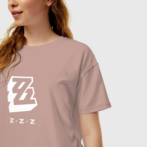 Женская футболка оверсайз Zenless Zone Zero logo / Пыльно-розовый – фото 3