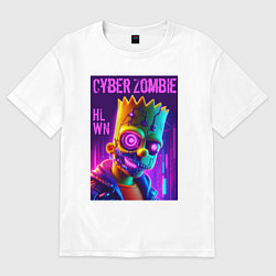 Футболка оверсайз женская Bart Simpson cyber zombie - halloween ai art, цвет: белый