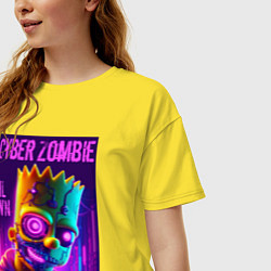 Футболка оверсайз женская Bart Simpson cyber zombie - halloween ai art, цвет: желтый — фото 2