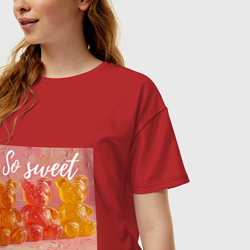 Женская футболка оверсайз Сладкие мишки / Красный – фото 3