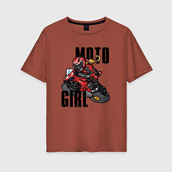Женская футболка оверсайз Девушка на мотоцикле