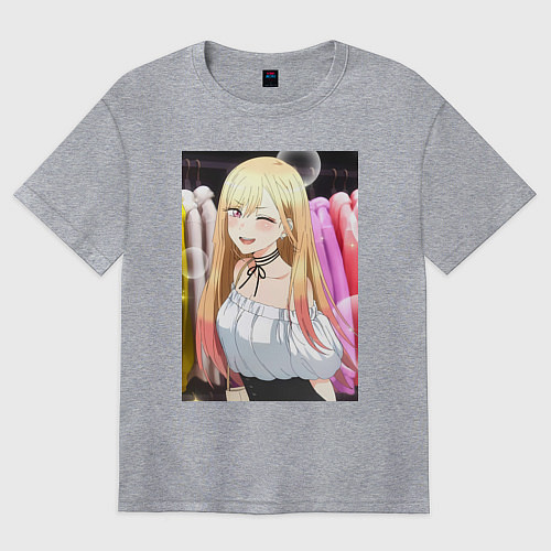 Женская футболка оверсайз Эта фарфоровая кукла влюбилась / Меланж – фото 1