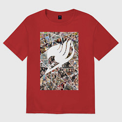 Футболка оверсайз женская Хвост Феи Нацу Драгнил Эрза Скарлет коллаж, цвет: красный