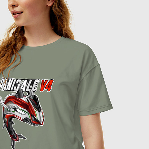 Женская футболка оверсайз Ducati Panigale shark / Авокадо – фото 3