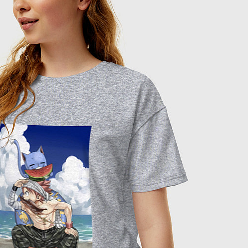 Женская футболка оверсайз Хвост Феи Хэппи Нацу Драгнил / Меланж – фото 3