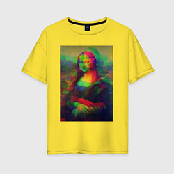 Футболка оверсайз женская Мона Лиза с глюками, цвет: желтый
