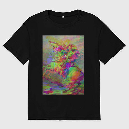 Женская футболка оверсайз Бонапарт на перевале Сен-Бернар с глюками / Черный – фото 1