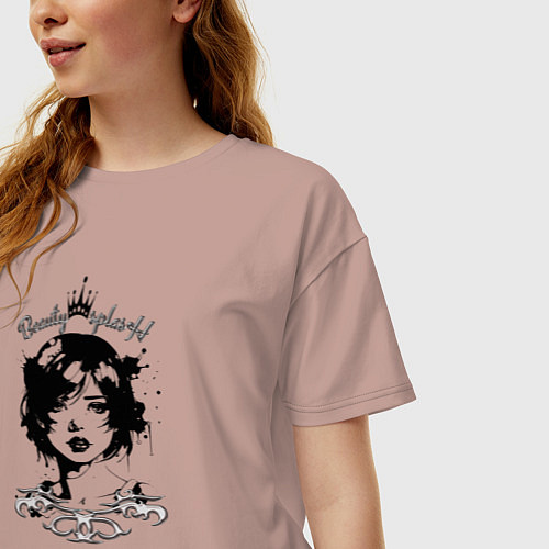 Женская футболка оверсайз Девушка - красивый сплэш / Пыльно-розовый – фото 3