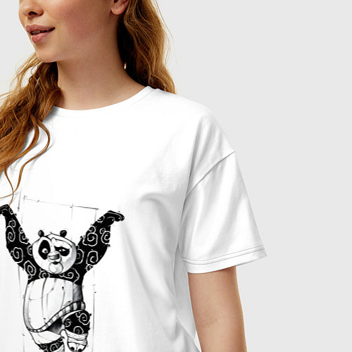 Женская футболка оверсайз Кунгфу панда По / Белый – фото 3