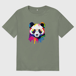 Женская футболка оверсайз Яркий портрет панды