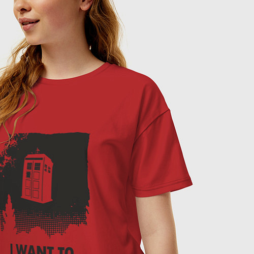 Женская футболка оверсайз Tardis - I want to believe / Красный – фото 3