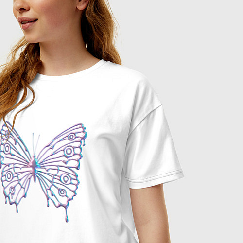 Женская футболка оверсайз Y2k бабочка / Белый – фото 3