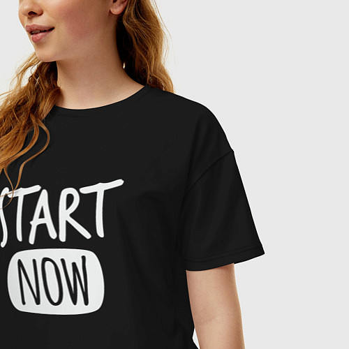 Женская футболка оверсайз Начать сейчас / Черный – фото 3