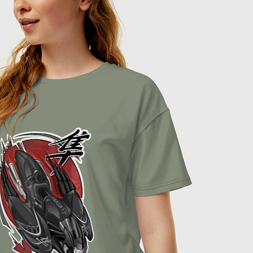 Женская футболка оверсайз Suzuki hayabusa / Авокадо – фото 3