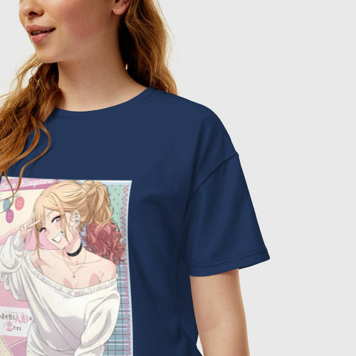 Женская футболка оверсайз Марин Китагава косплей / Тёмно-синий – фото 3