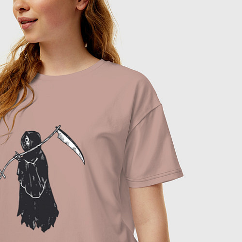 Женская футболка оверсайз Дама смерть / Пыльно-розовый – фото 3